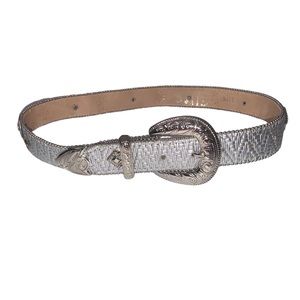 Vintage Elite Fresno California Silver Belt Sz S Thick Buckle